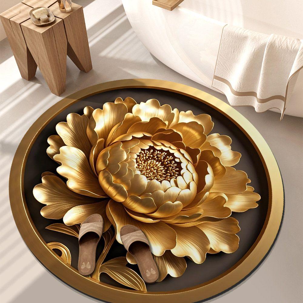 Living Room Home 3D Carpet Flower Floor Mat Carpet Circular Home Peony Flower Petal Shaped Mat