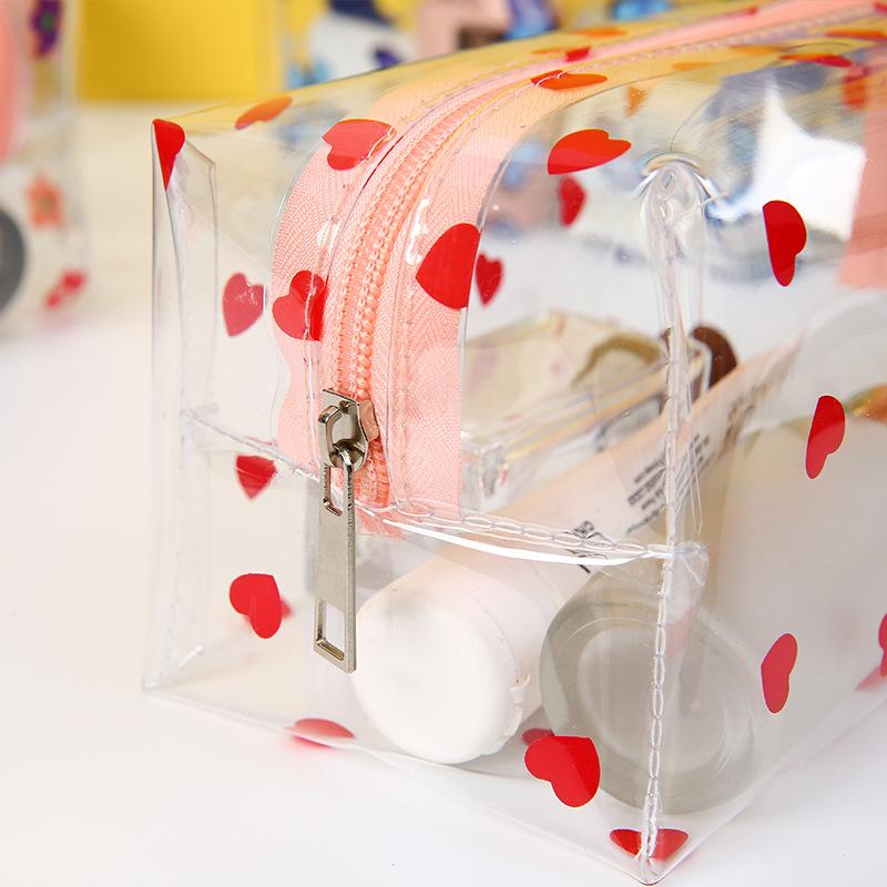 Borsa Portaoggetti Portatile con Stampa Cartoon Trasparente Grande Capacità Custodia per Trucco Borsa Multifunzionale per Cosmetici Borsa Organizer per Rossetti