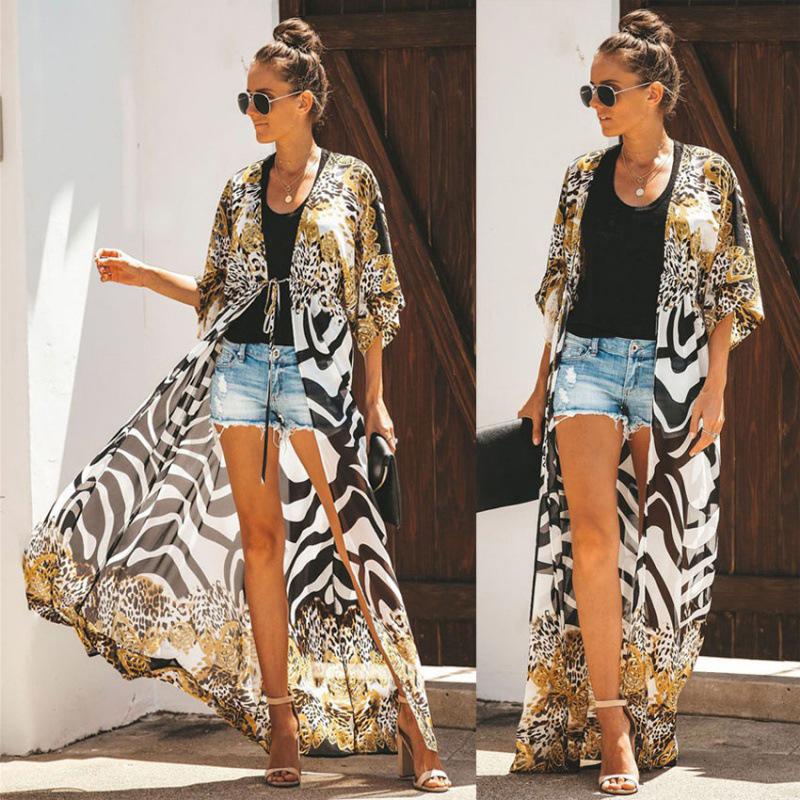 European & American Summer Printed Beach Cardigan Shawl