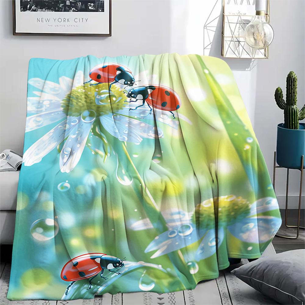 Insect Print Flannel Blanket, High quality Comfortable for All Seasons, Home Decor, Warmth and Comfort, Perfect for Christmas Gifts