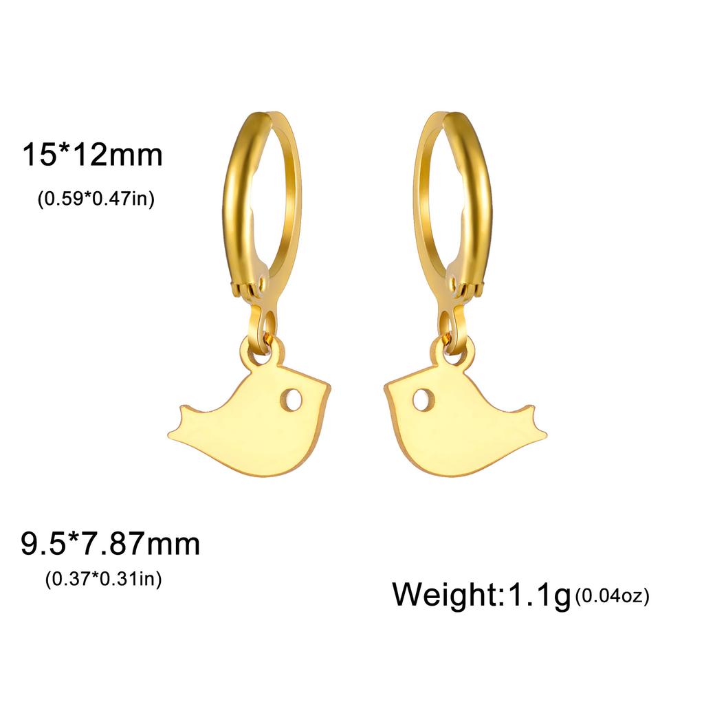 Golden Pendant Hoop Earrings with Heart Hexagon Snake Cross Butterfly Flower Bird Jewelry Gift