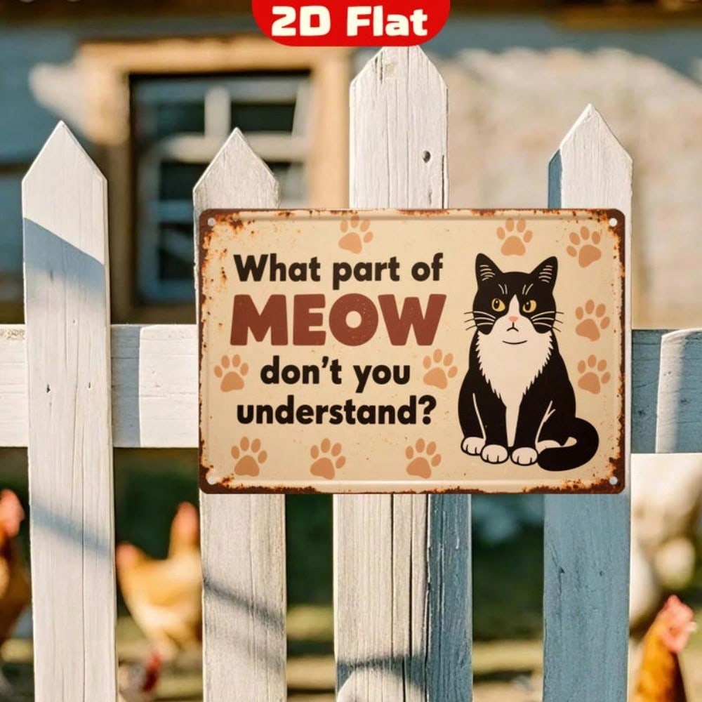 Metal Wall Art Funny Cat Sign Pet Lover Decor Rustic Tin Plaque Home Bar Garage