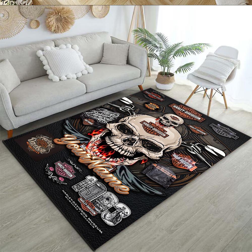 Harley-davidson Motorcycles Personalized Text Carpet Perfect for Outdoor Bedrooms Dormitory Balcony Anti-slip Rug Anime Office Decor