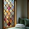 Statische Glasfolie, Fensterfolie mit farbiger Glasstruktur, UV-lichtblockierende, wasserdichte, staubdichte Sichtschutzfolie für die Heimdekoration