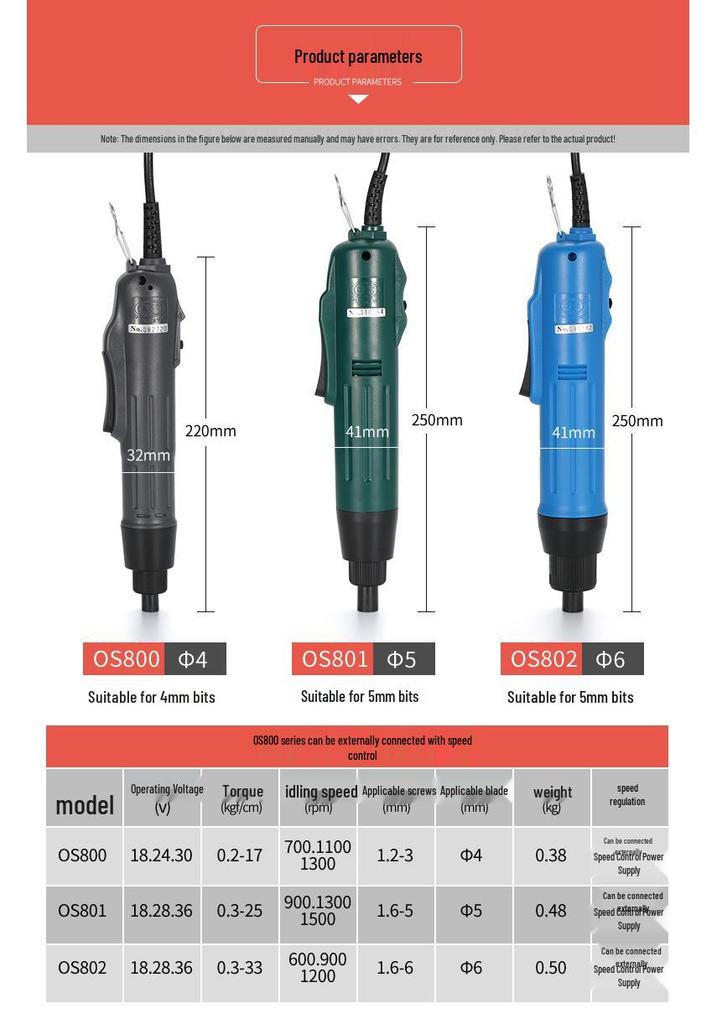 Oushen 801800 Electric Screwdriver Set with High-Quality Motor and Straight Handle for Household Use