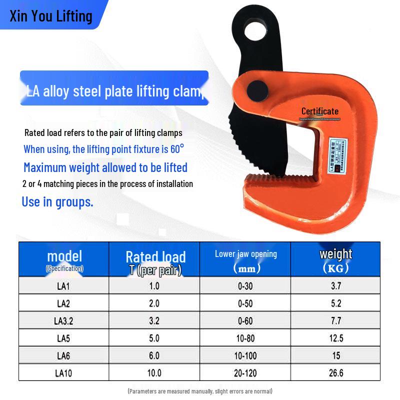 Legierungsstahl Horizontalklemmzange 1-5 Tonnen Tragfähigkeit