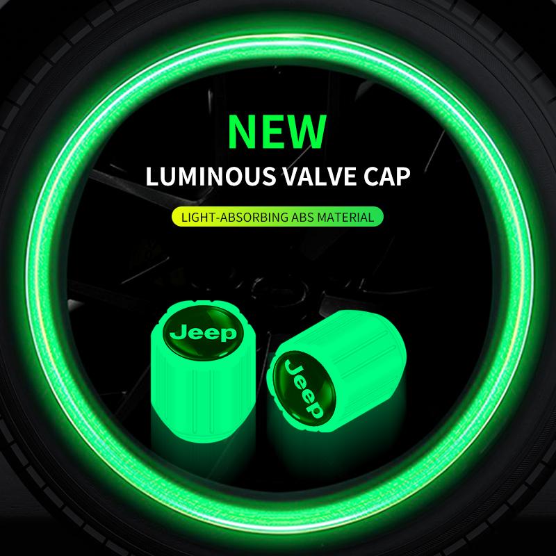 Nuovo Set da 4 Tappi Valvola Pneumatici Auto Luminous Fluorescenti Night Glowing Decorazione Per Jeep Wrangler