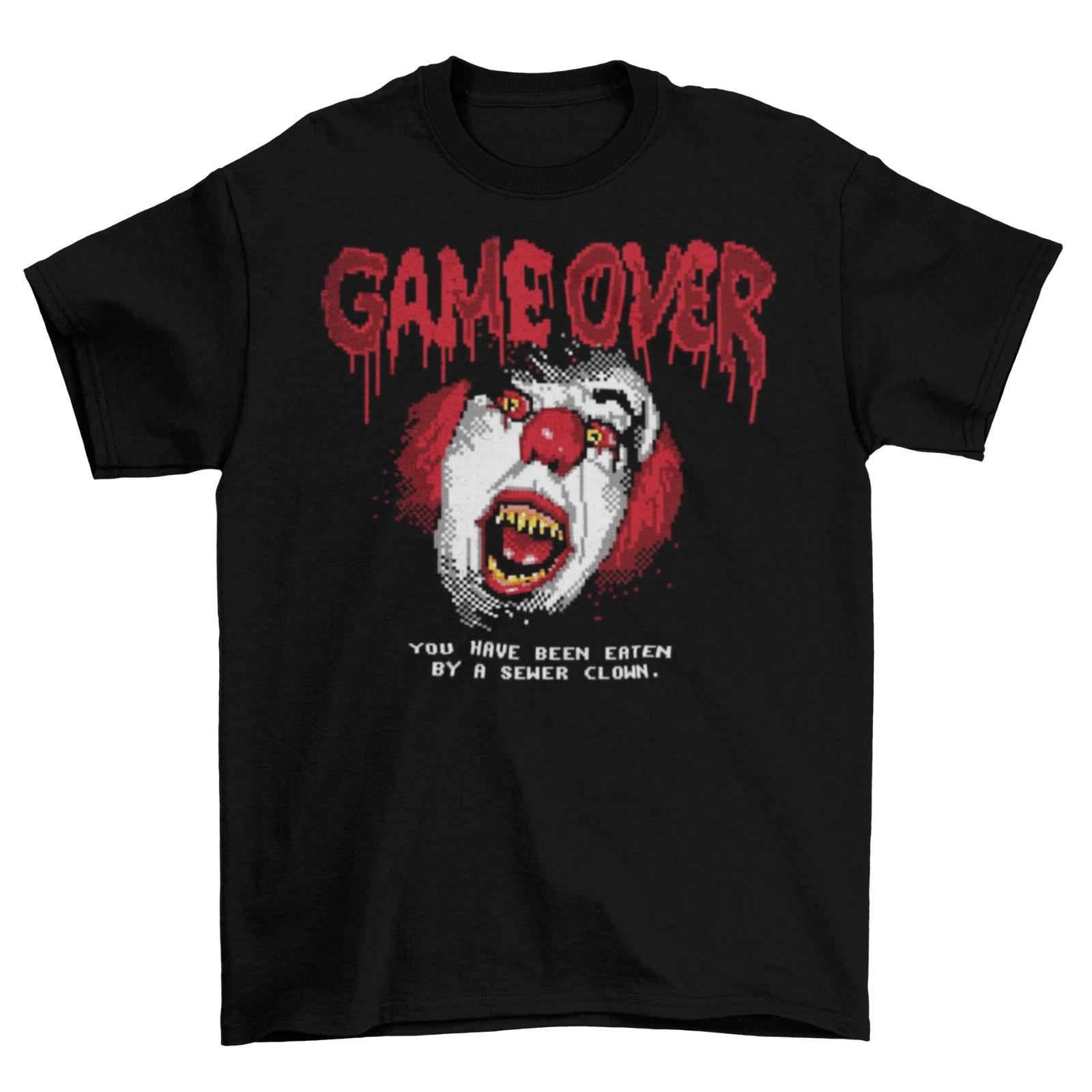 Game Over NES IT T-Shirt Unisex Funny Cotton Adult Pennywise Clown Stephen King S