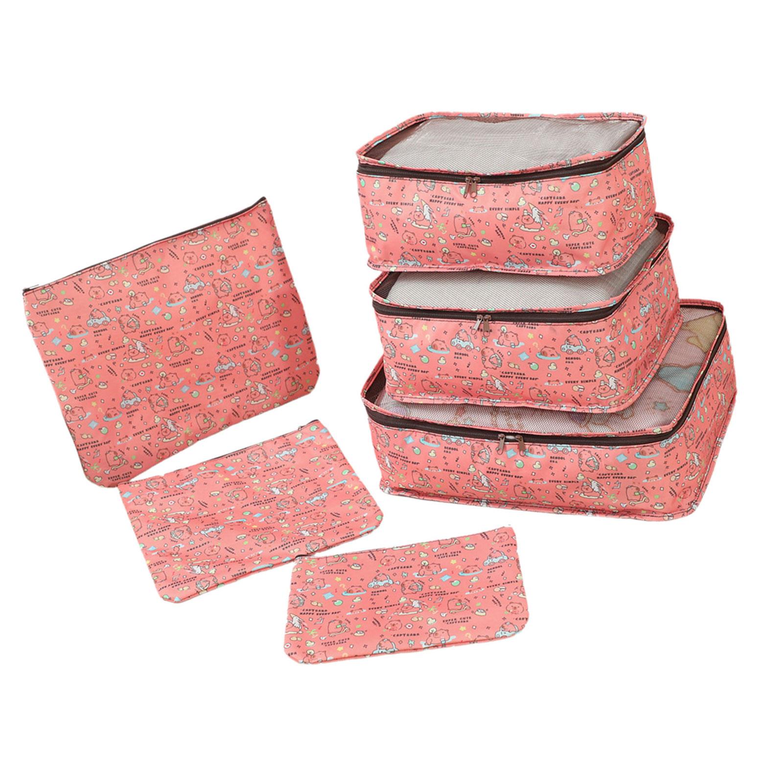 

Multipurpose Packing Cubes Set of 6 Travel Organizers with Top Shoe Pouches Toiletry Bag for Easy Luggage Sorting красный