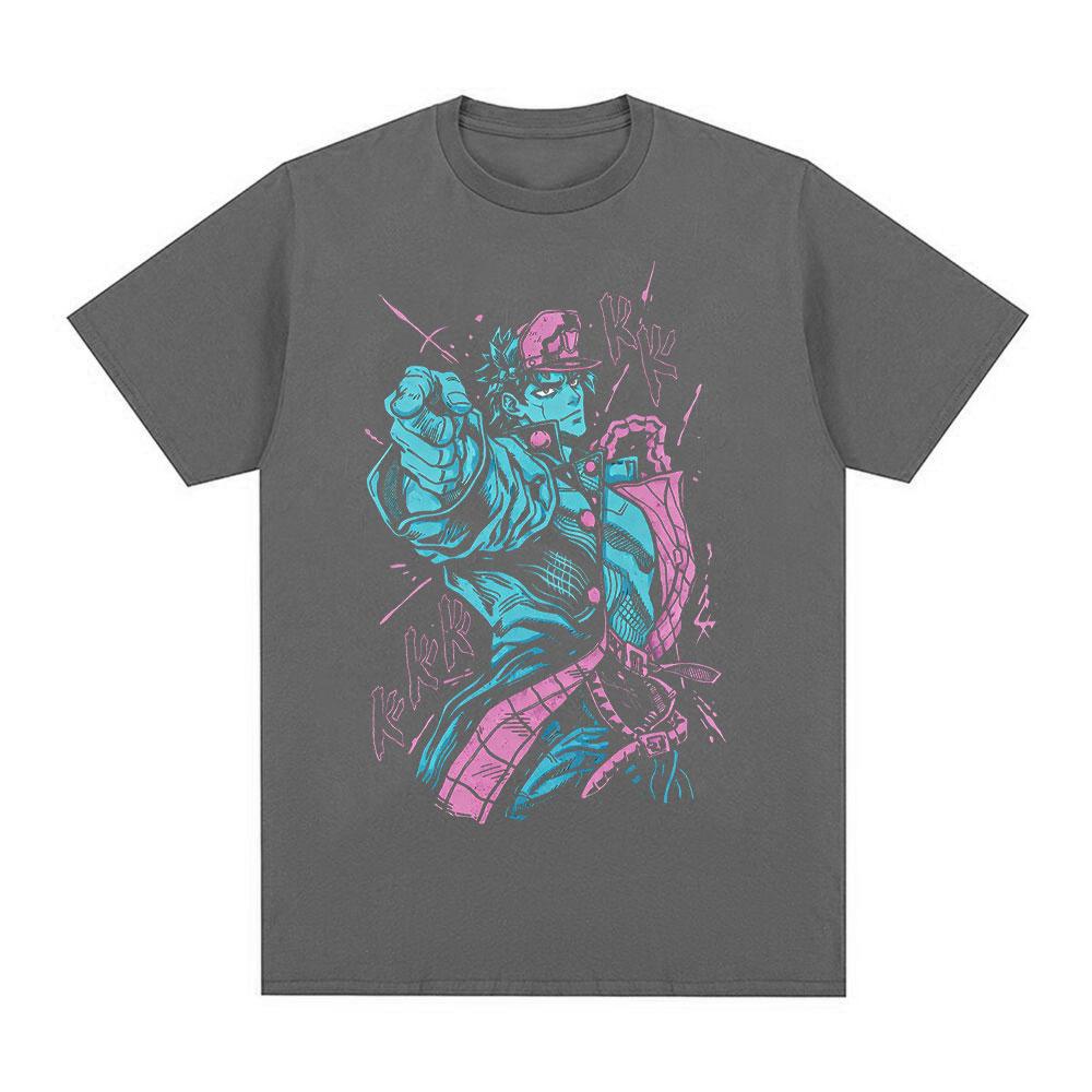 Anime JoJo Bizarre Adventure Jotaro Kujo Unisexga T Shirts Unisexs Clothing Casual Harajuku Cotton Short Sleeves Tshirts Streetwear