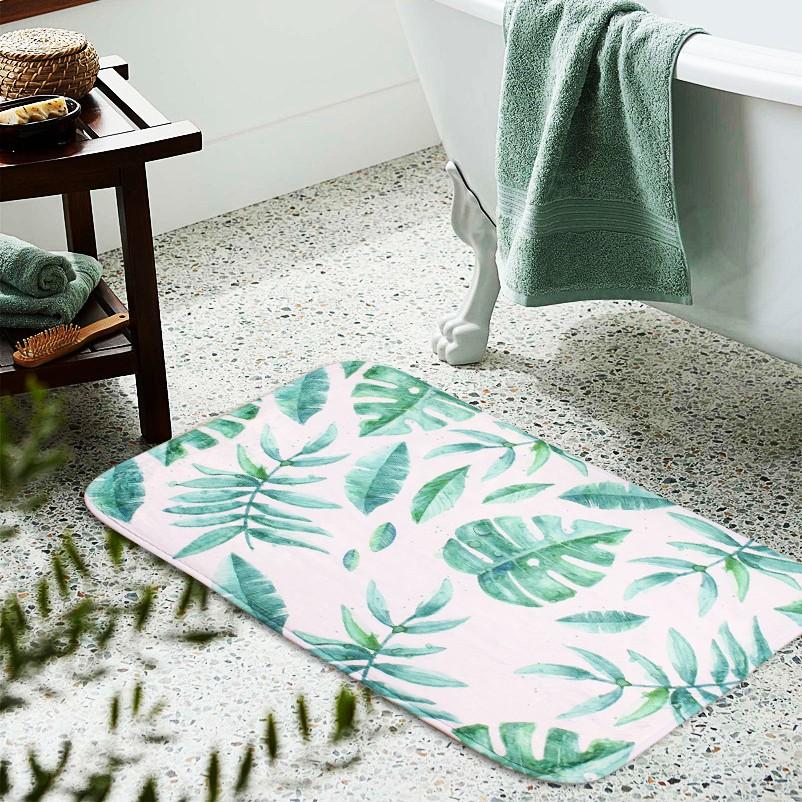 

Напечатанный фланелевый коврик для пола Растение Современный китайский стиль Ковер Гостиная Спальня Ванная комната Впитывающий Нескользящий коврик 40*60