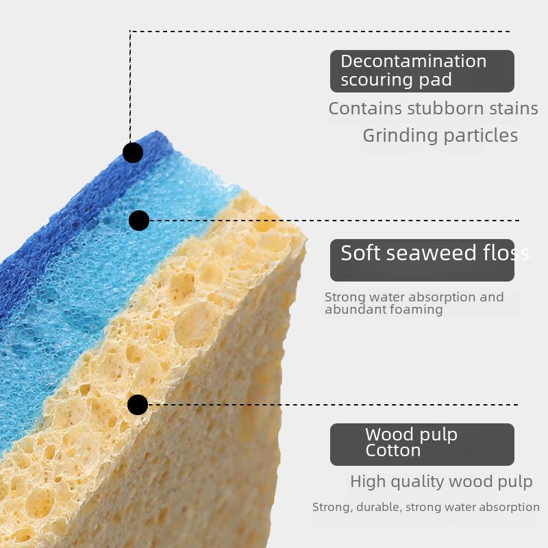 Non-Oily, Absorbent Wood Pulp Cotton Sponge Pad: Three-Layer Wave Cleaning Pad for Dishwashing