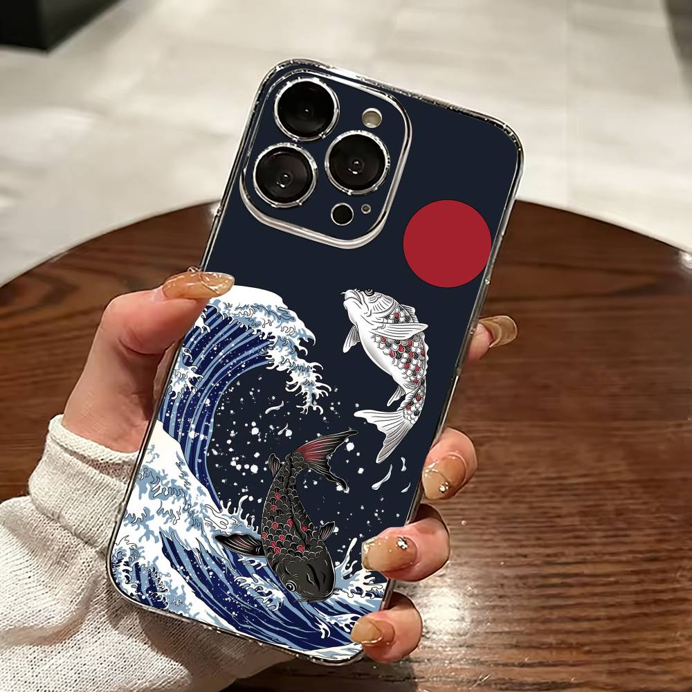 Kanagawa Great Wave-e Phone Case Transparent Silicone Soft For iPhone 17 16 15 14 13 12 11 Mini Pro Max Plus
