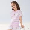 PawinPaw 2025 Summer Girls' Striped Bear Print T-Shirt