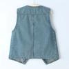 Denim Vest Jacket    Vintage Women Casual Solid Color Sleeveless Jean Jacket Top