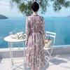 Qianbainian Elegant V-Neck 100% Mulberry Silk Midi Dress