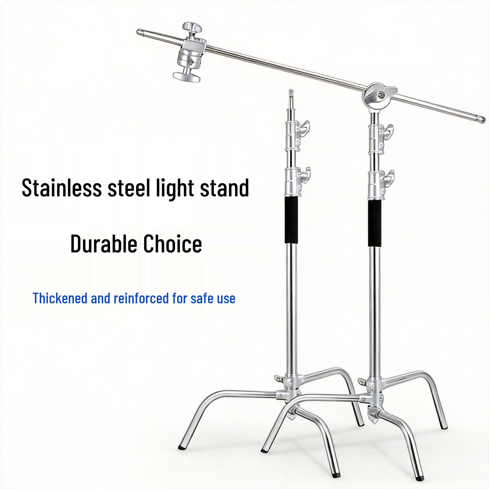 Stainless Steel Outdoor Studio Light Stand with Retractable 3.3m Crossbar and C-Type Magic Leg 2.8m Light Stand