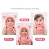 Kids Thermal Hat with Face Cover Animal Ear Flap Winter Warm Balaclava Style Integrated Neck Warmer Windproof Cold Weather Hood for Children