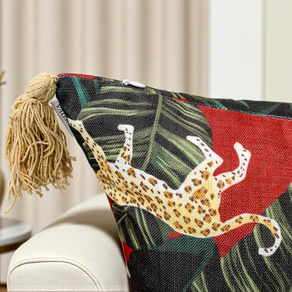 Eurasia Decor Madhuban Cheetah Printed Decorative Cushion Cover – Cotton Blend