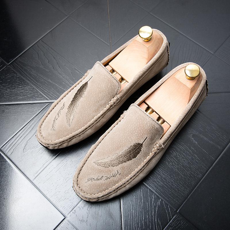 Fujian Jinjiang fashion shoes flat casual large size leather shoes genuine leather pig eight leather Doudou shoes tide 37