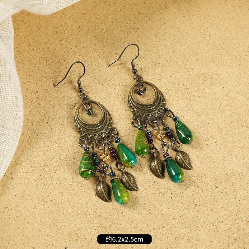 Vintage Long Fringed Earrings Femininity Earrings Niche Bohemian Vacation Earrings