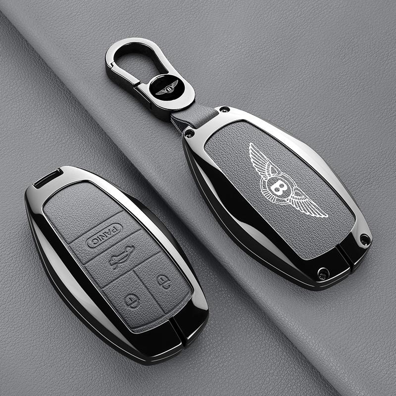 Zinc Alloy Car Key Fob Case Cover Protector Shell 3/4 Buttons for Bentley Flying Spur Continental GT Bentayga Mulsanne Accessory