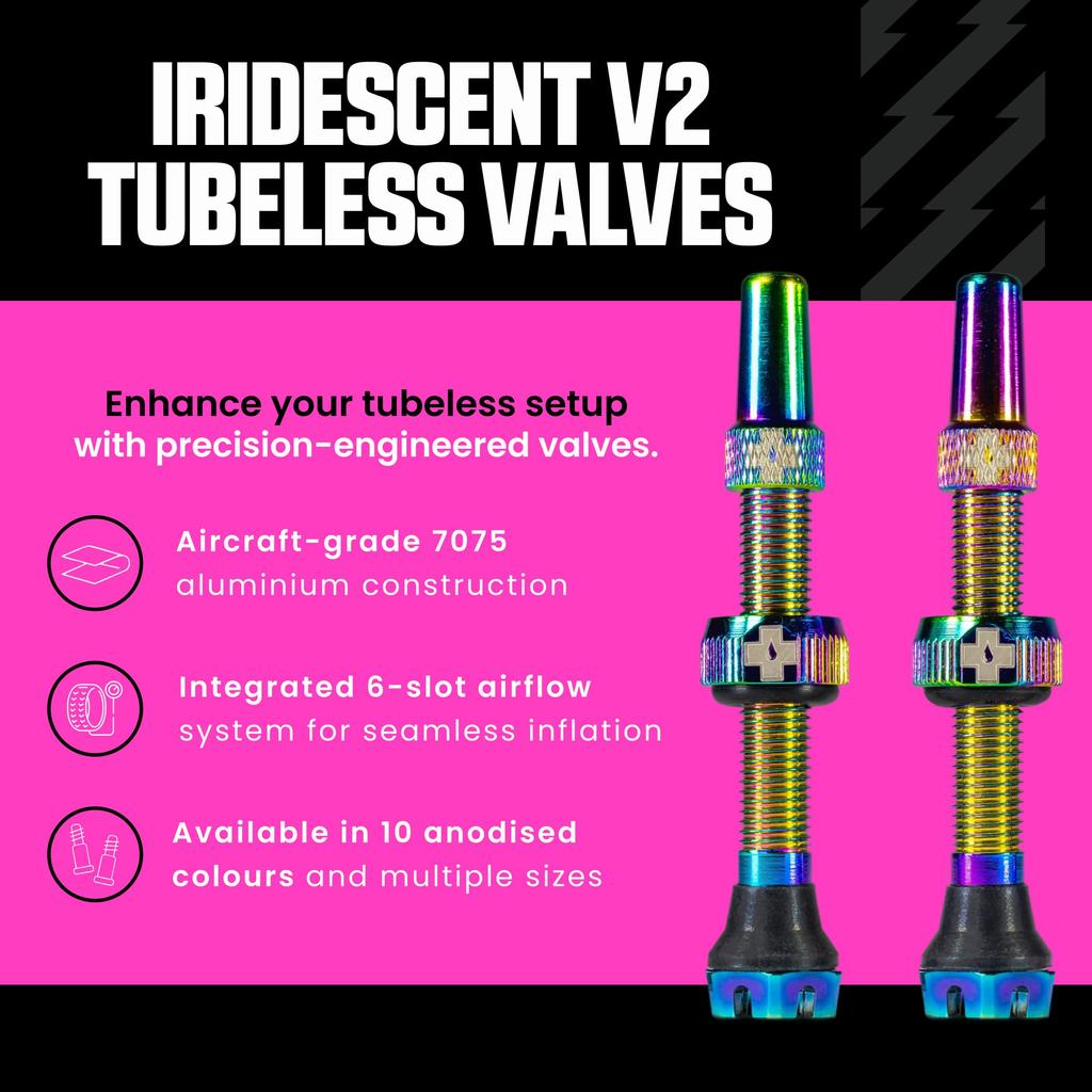 Muc-Off Tubeless Valve V2 Iridescent 44mm Tubeless Valve Stem with