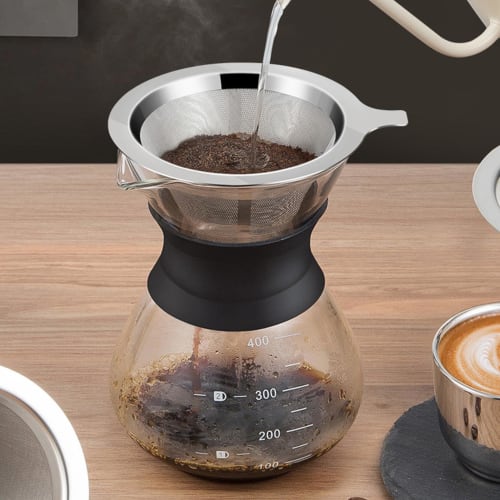 Paperless Stainless Steel Coffee Filter Dripper, Conical, Stainless Steel, Reusable Mesh Filter, Stylish Coffee Dripper for Hand Drip Coffee