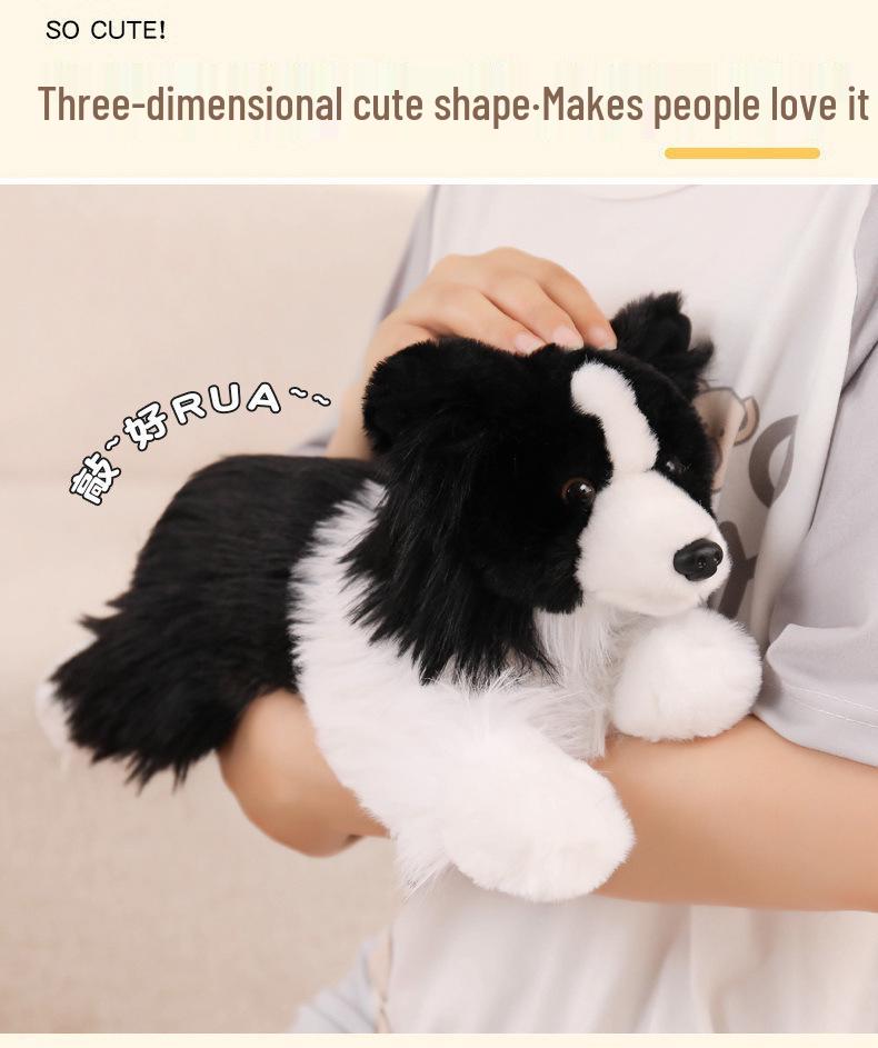 Border Collie Plush Toy - Standing & Lying Poses, Cute Dog Doll Gift