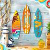Retro Beach Surfboard Decor Summer Beach Themed Surfboard Ornaments  Living Room