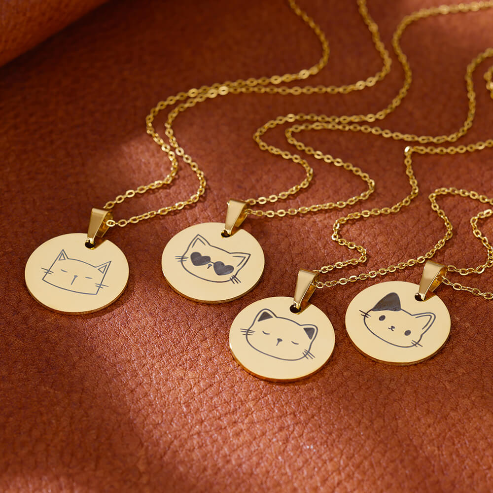 Cute Cat Stainless Steel Necklaces for Women Gold Color Animal Pet Pendant Necklaces Party Luxury Jewelry Birthday Gifts BFF