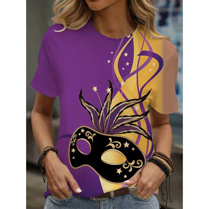 Women's 3D Print Cartoon Graphic Crew Neck T-Shirt Casual Short Sleeve Top for Summer T-Shirt