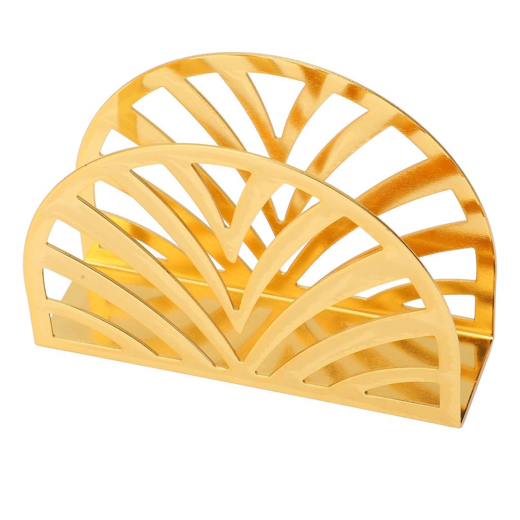 Gold Napkin Holder Hollow Out Semicircle Shape Stainless Steel Vertical Napkin Holder with Nonslip