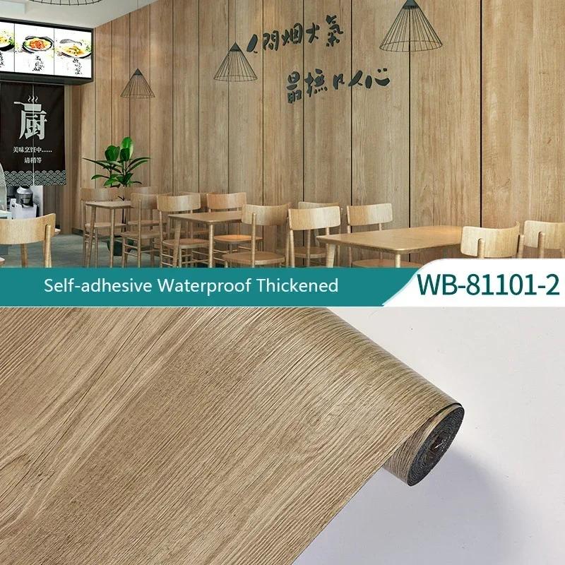 3D Wood Grain Floor Wallpaper Self-adhesive waterproof Wall Sticker Living Room Kitchen toilet metope Home Decor Floor Sticker
