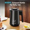 Seehot® 850ml Small Electric Kettle Temperature Control,800W Double Wall Electric Tea Kettle of 304 Stainless Steel,5 Temp Presets,Hot Water Kettle