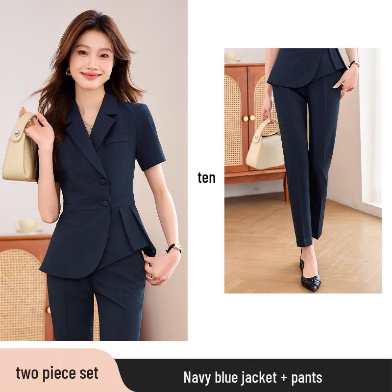 Women's Summer Short Sleeve Suit Set: Front Desk & Jewelry Store Professional Blazer