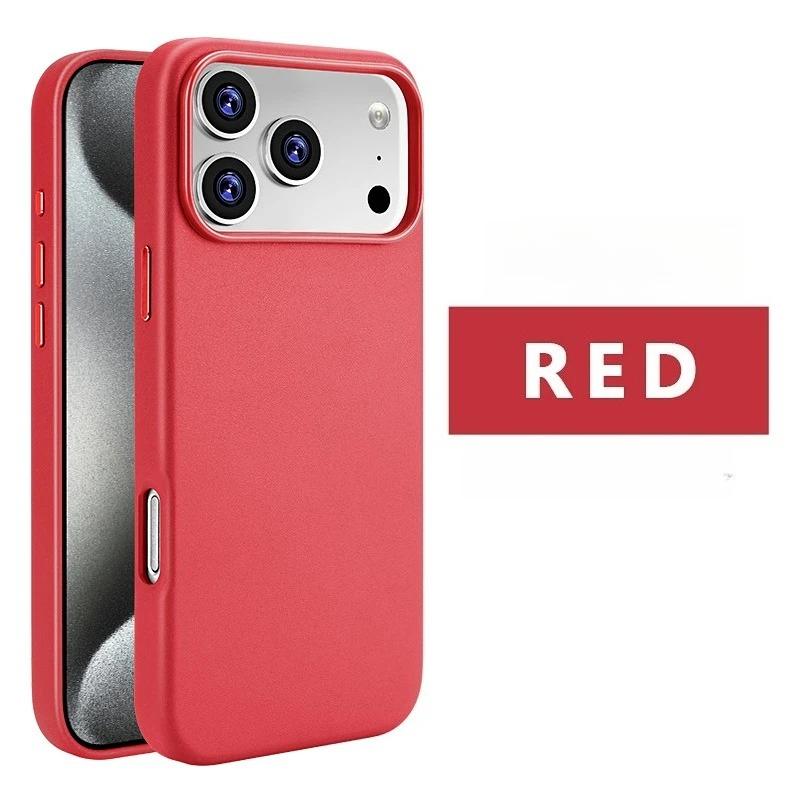 Cowhide Leather Phone Case for iPhone 16 Pro Max 17 Air 15 Plus 14 13 12 Promax High End Strong Magnetic Wireless Charging Cover