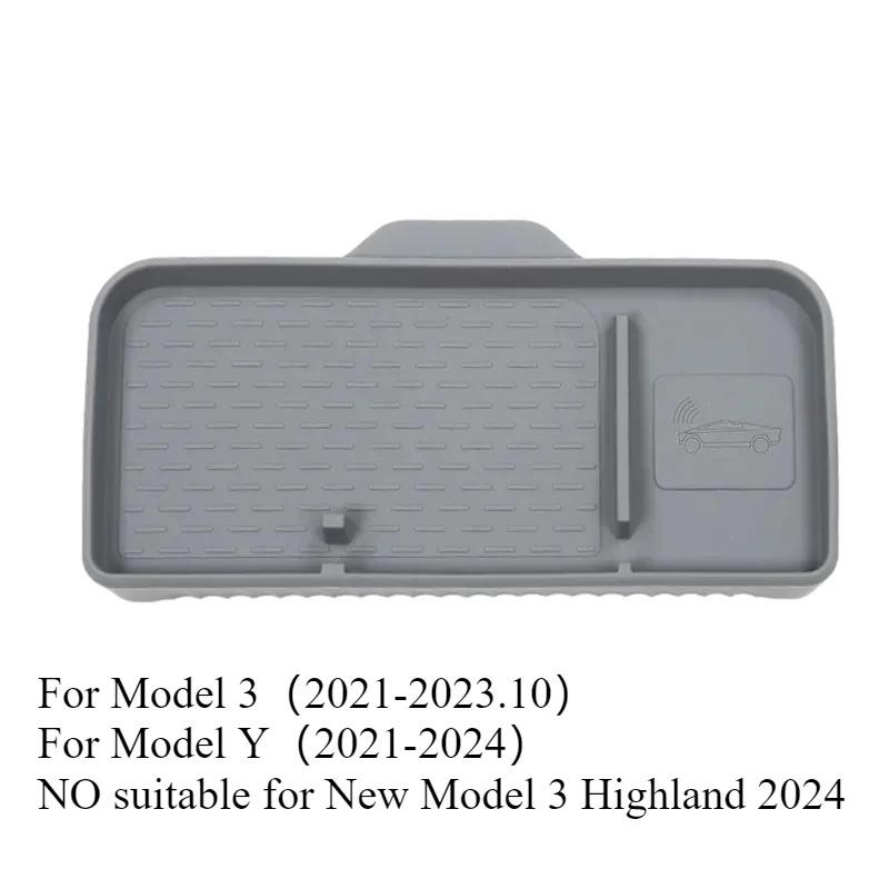 

For Tesla Model 3 Y Instrument Panel ETC Storage Box Dashboard Screen Tray Central Control Silicone Box Car Accessories 2025 серый