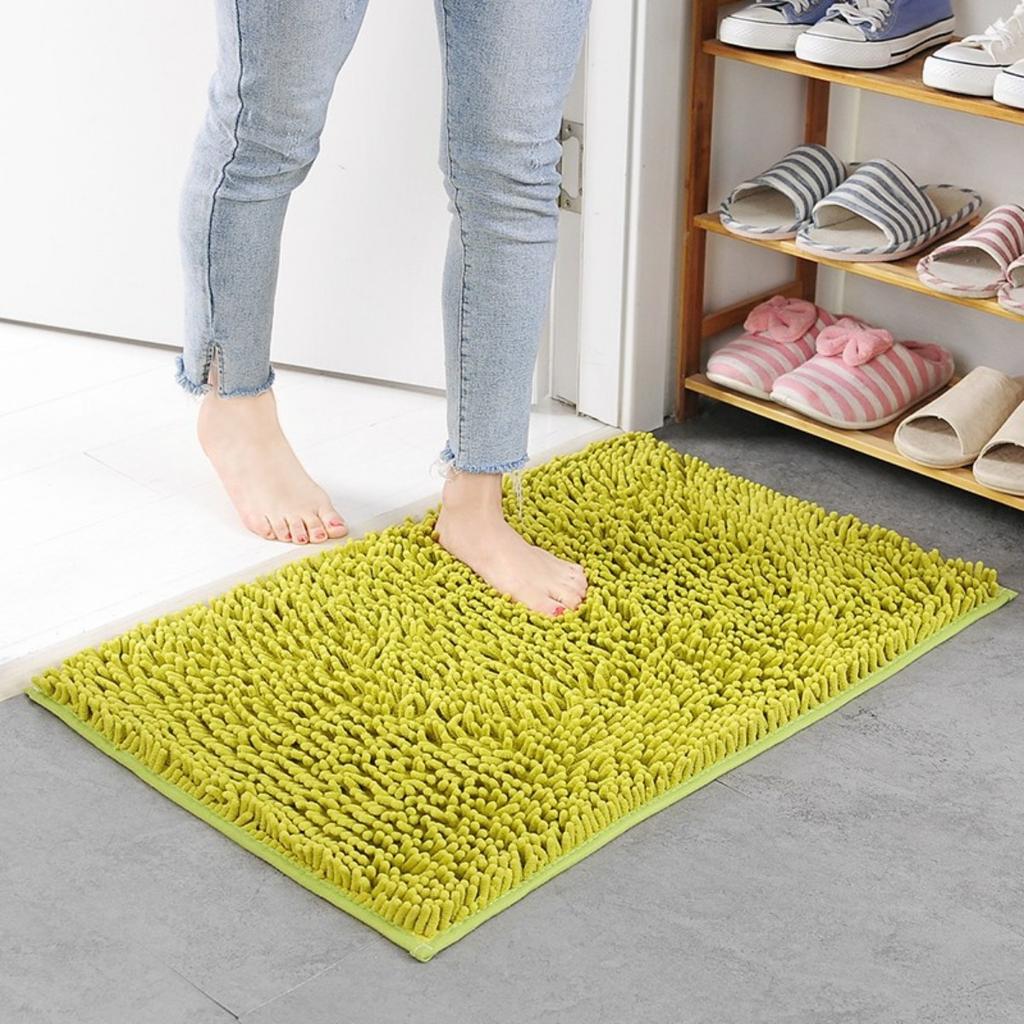 Floor Mat, Chenier Long Hair Floor Mat, Bedroom, Kitchen, Living Room, Carpet, Bathroom, Water Absorbing and Non Slip Floor Mat for Entering The Door