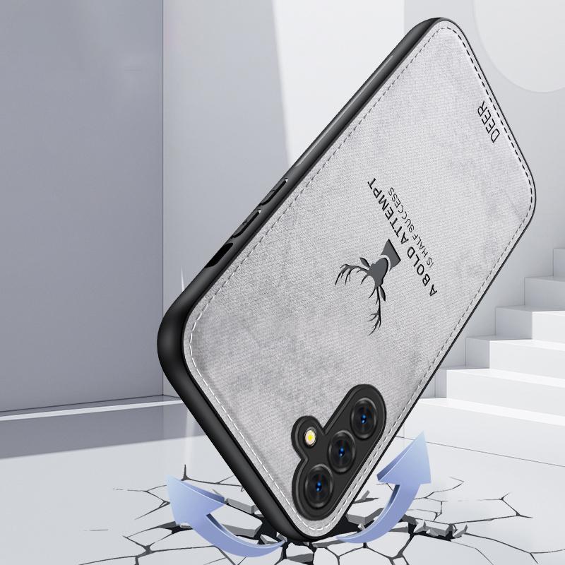 

For Samsung Galaxy S24 Case Luxury Soft Texture Deer Pattern Phone Cover Grey