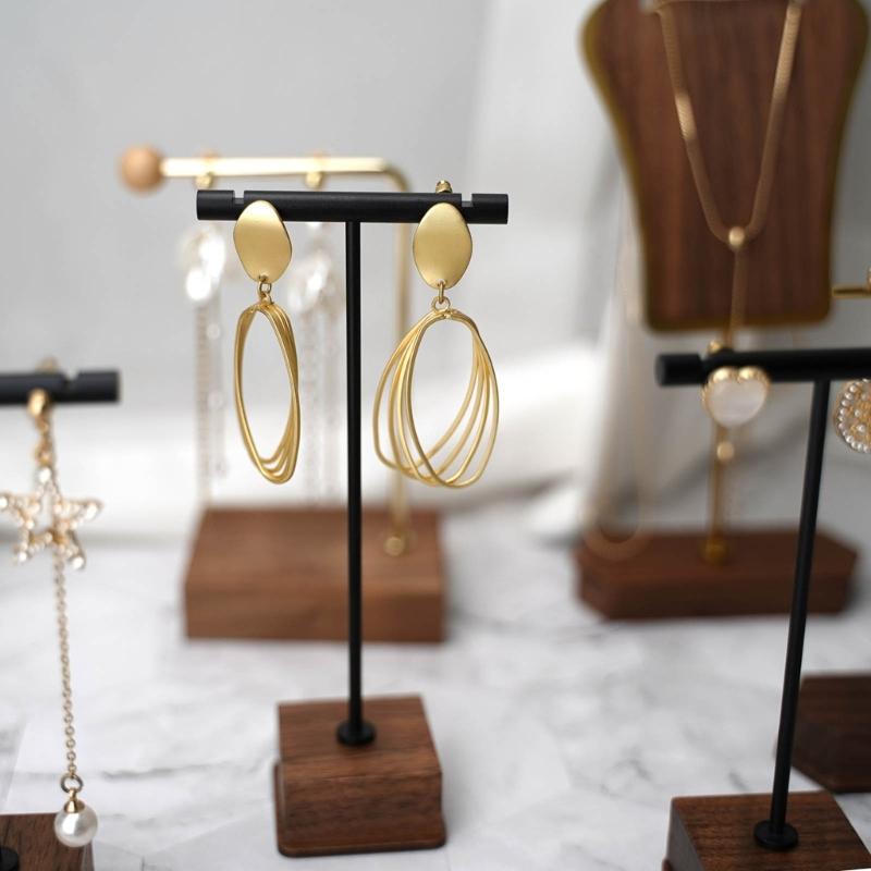 Jewelry Display T-Shape Bar Earrings Show Stand Shelf Wood Rings Holder Rack Jewelry Organizer for Home Decoration
