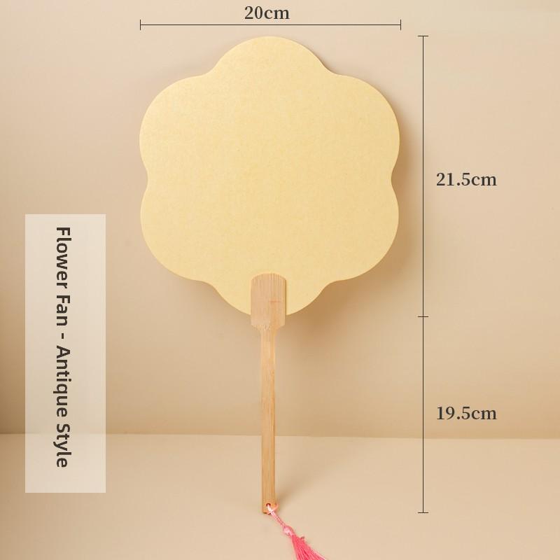 Thiened Blank Xuan Paper Calliaphy Fan DIY Material Kit Hand-Painted Cultural Creative Fan round ape Bamboo Frame