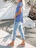 New Women's V-Neck Short Sleeve Loose Pocket T-shirt for Spring/Summer - Europe & America Style