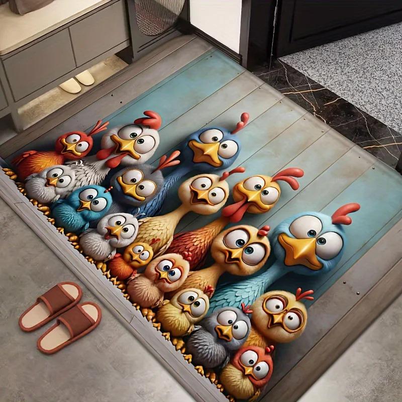 Cute Chicken Family Carpet Cartoon Floor Mat Doormat Rug for Bedroom Living Room Carpet Welcome Mat Outdoor Carpet Home
