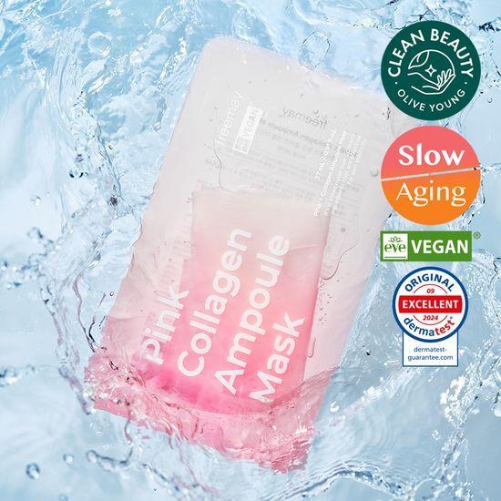 Bamboo Vegan Sheet/Elasticity-Improving Freemay Pink Collagen Ampoule Mask (1 Sheet)