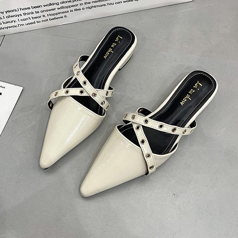 Fashion 2025 New Sexy Slippers Women Pointed Toe High Quality Trendy Belt Buckle Design Women's Slippers Fashion Baotou Party Mules