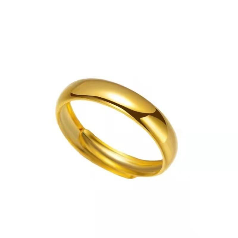 Elegant Unisex Gold Plated Ring For Couples Adjustable Open Band With Geometric Style