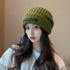 Korean-style slouchy hat for women, autumn and winter, plain thick woolen hat, large head circumference, makes the face look smaller, cold weather