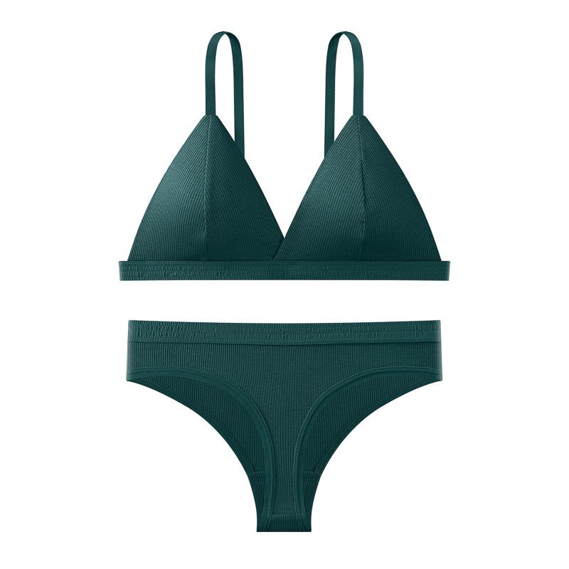 Set Sutien Femei cu Cupă Triunghiulară Franceză Fără Sârmă - Bretele Subțiri, Respirabil și Confortabil