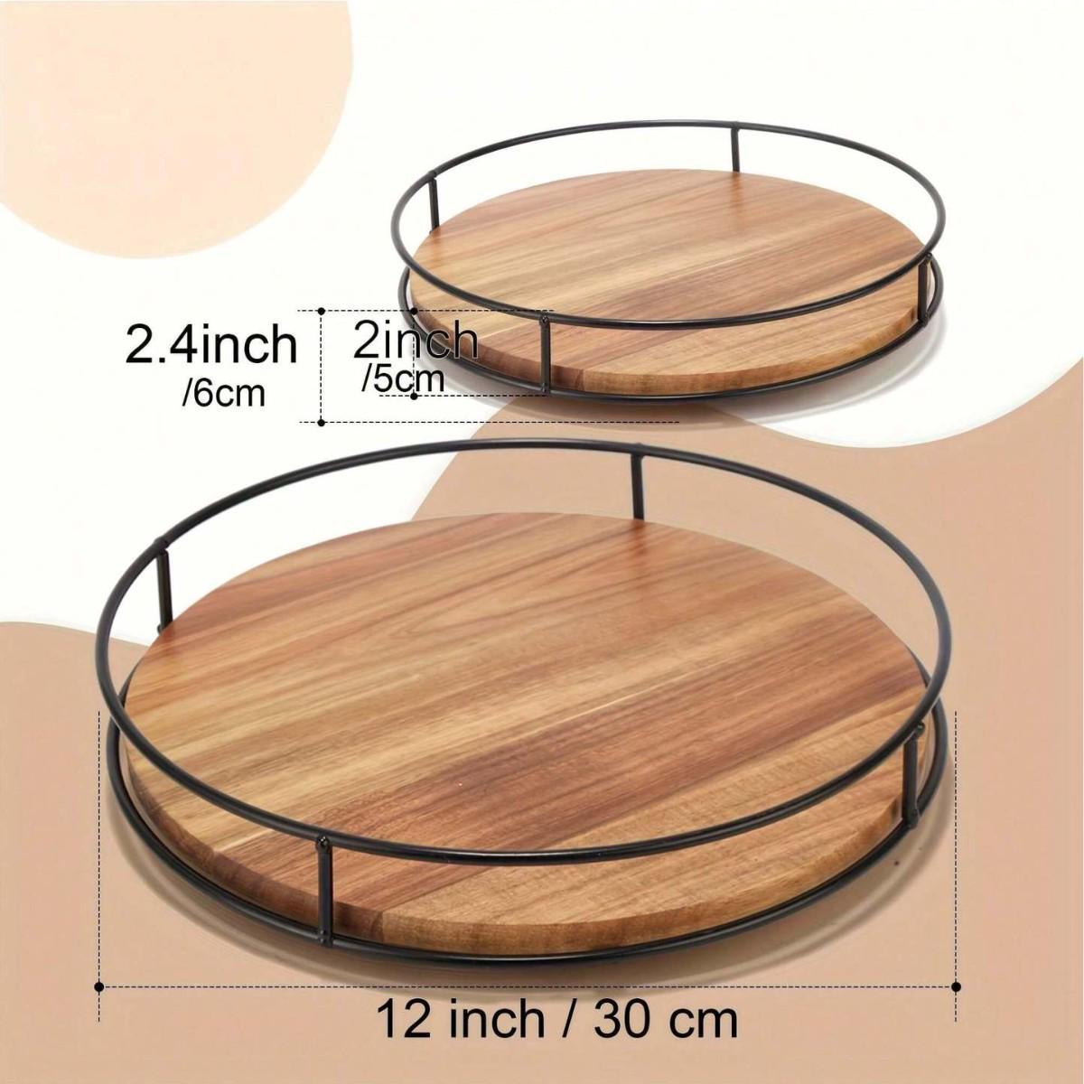 Solid Wood Rotating Spice Organizer - Round Kitchen Turntable Default